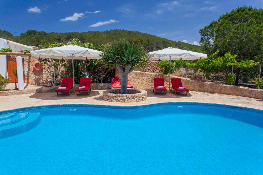 Pool zone in a rental house of Ibiza